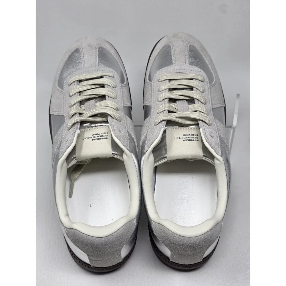 Steve Madden Mens Dixon Leather Lace-Up Casual Sneakers Silver Size 10 New